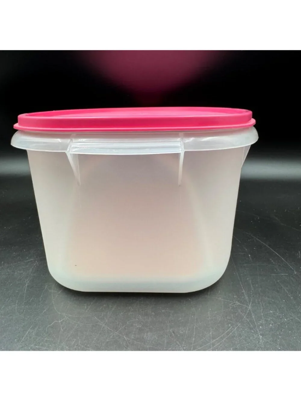 Vintage Tupperware Oval Modular Mate Storage Container With Bright Pink Lid